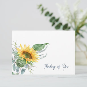 Tarjeta De Agradecimiento Pensando en Ti Floral Acuarela