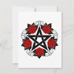 Tarjeta De Agradecimiento Pentagram con rosas rojas