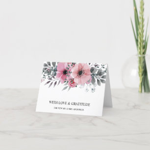 Tarjeta De Agradecimiento Peonía Acuarela Floral Personalizada