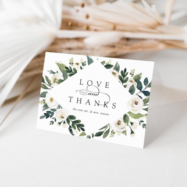 Tarjeta De Agradecimiento Peonía blanca | Boda floral acuarela (Subido por el creador)