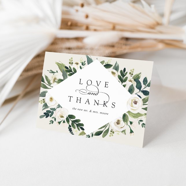 Tarjeta De Agradecimiento Peonía blanca | Boda floral acuarela (Subido por el creador)