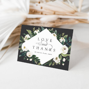 Tarjeta De Agradecimiento Peonía blanca Boda floral acuarela