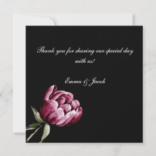 Tarjeta De Agradecimiento Peonía floral romántica