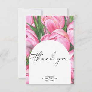 Tarjeta De Agradecimiento peonías acuarela - regalo para despedida de solter