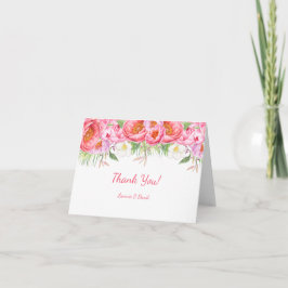 Tarjeta De Agradecimiento Peonías Rosadas Florales Acuarela Boda Agradecimie