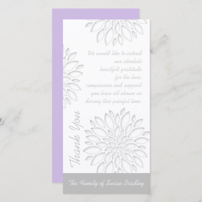 Tarjeta De Agradecimiento Peonies Digital Paper Cut Out 3 Sympathy Gracias (Anverso / Reverso)