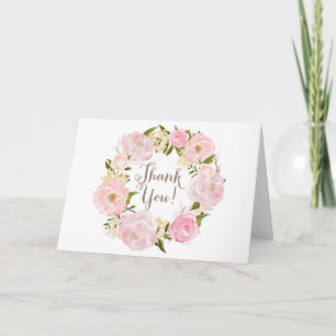 Tarjeta De Agradecimiento Peonies Románticos De Las Acuarelas Nos Agradecemo