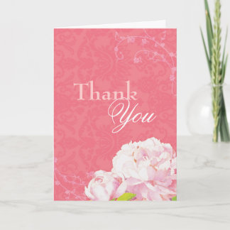 Tarjeta De Agradecimiento Peony Garden Coral Boda Rosa Gracias