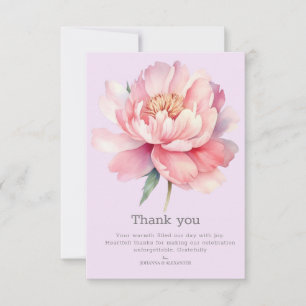 Tarjeta De Agradecimiento Peony Purple Modern Vintage Watercolor Boda