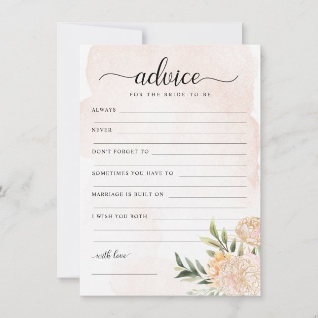 Tarjeta De Agradecimiento Peony y Relieve metalizado dorado florecen novias  (Anverso)