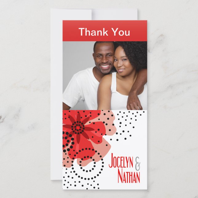 Tarjeta De Agradecimiento Pepper Poppies Foto Gracias Red (Anverso)
