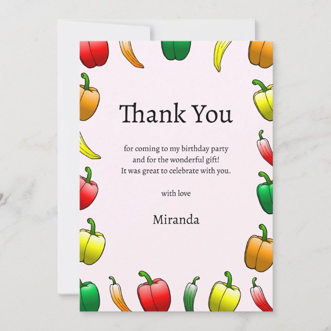 Tarjeta De Agradecimiento Peppers con hormigón y pimientos dulces largos (Anverso)