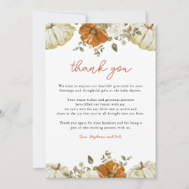 Tarjeta De Agradecimiento Pequeña Baby Shower de calabaza