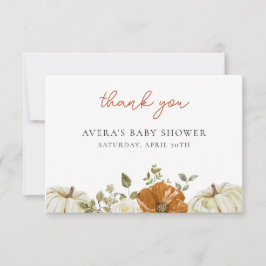Tarjeta De Agradecimiento Pequeña Baby Shower de calabaza