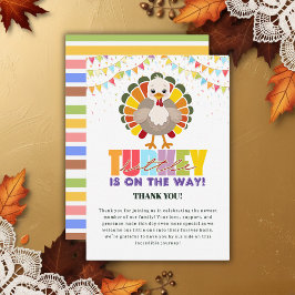 Tarjeta De Agradecimiento Pequeña Baby Shower turca colorida festiva