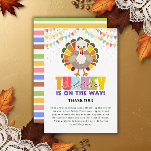 Tarjeta De Agradecimiento Pequeña Baby Shower turca colorida festiva