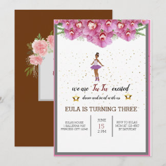 Tarjeta De Agradecimiento Pequeña bailarina de ballet floral rosa fiesta de