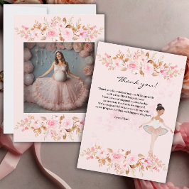 Tarjeta De Agradecimiento Pequeña Ballerina moderna y elegante Foto Baby Sho