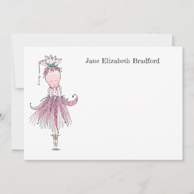 Tarjeta De Agradecimiento Pequeña Ballerina rosa personalizada (Anverso)