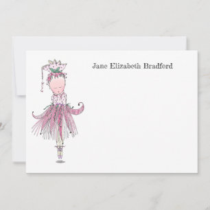 Tarjeta De Agradecimiento Pequeña Ballerina rosa personalizada