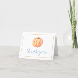 Tarjeta De Agradecimiento Pequeña Calabaza azul pastel primer cumpleaños