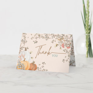 Tarjeta De Agradecimiento Pequeña Calabaza Cae en el otoño de Baby Shower