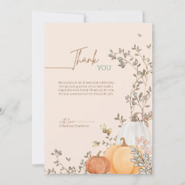 Tarjeta De Agradecimiento Pequeña Calabaza Cae en el otoño de Baby Shower