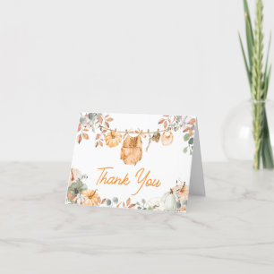 Tarjeta De Agradecimiento Pequeña Calabaza Cae en el otoño de Baby Shower