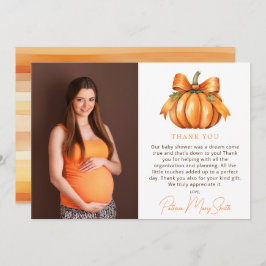 Tarjeta De Agradecimiento Pequeña Calabaza Cae Foto Baby Shower