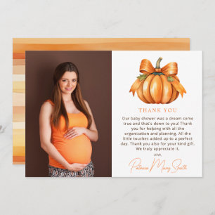 Tarjeta De Agradecimiento Pequeña Calabaza Cae Foto Baby Shower