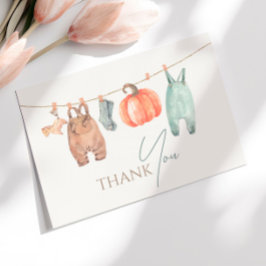 Tarjeta De Agradecimiento Pequeña Calabaza Cae Ropa Niño Baby Shower