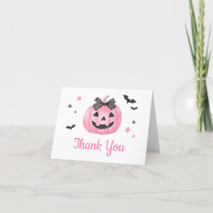 Tarjeta De Agradecimiento Pequeña Calabaza de Bote Rosa