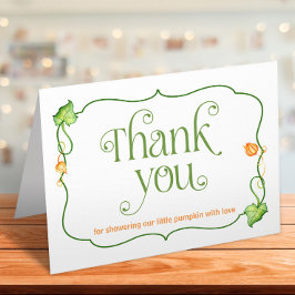 Tarjeta De Agradecimiento Pequeña Calabaza Doblada Sexo Neutral Ducha Caída