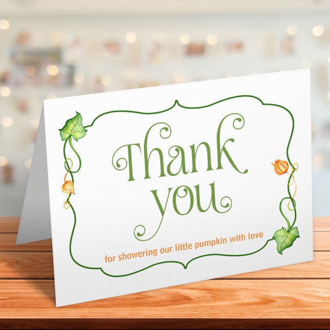 Tarjeta De Agradecimiento Pequeña Calabaza Doblada Sexo Neutral Ducha Caída (Subido por el creador)