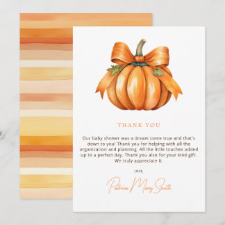 Tarjeta De Agradecimiento Pequeña Calabaza Está En Camino De Caer En Baby Sh