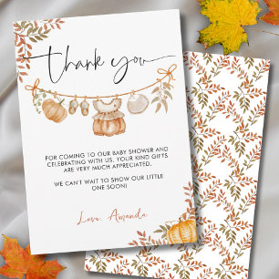 Tarjeta De Agradecimiento Pequeña Calabaza está en camino Fall Shower de Beb