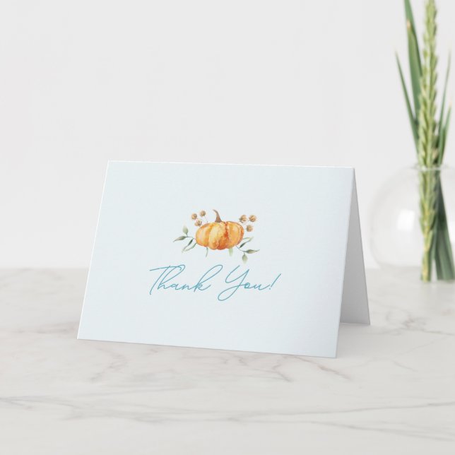 Tarjeta De Agradecimiento Pequeña calabaza Floral Boy Baby Shower (Anverso)