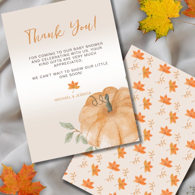 Tarjeta De Agradecimiento Pequeña calabaza otoño otoño otoño en Baby Shower (Subido por el creador)