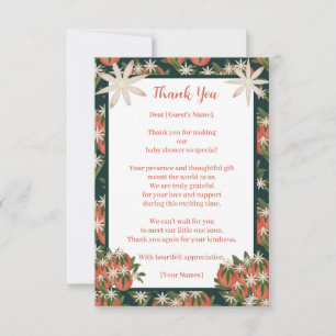 Tarjeta De Agradecimiento Pequeña Cementina Cutie Citrus Theme Baby Shower