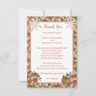 Tarjeta De Agradecimiento Pequeña Chica rosa de clementina cutie Baby Shower