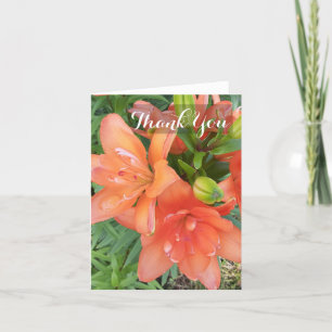 Tarjeta De Agradecimiento Pequeña Doble You Flor de Lirio Asiático Naranja