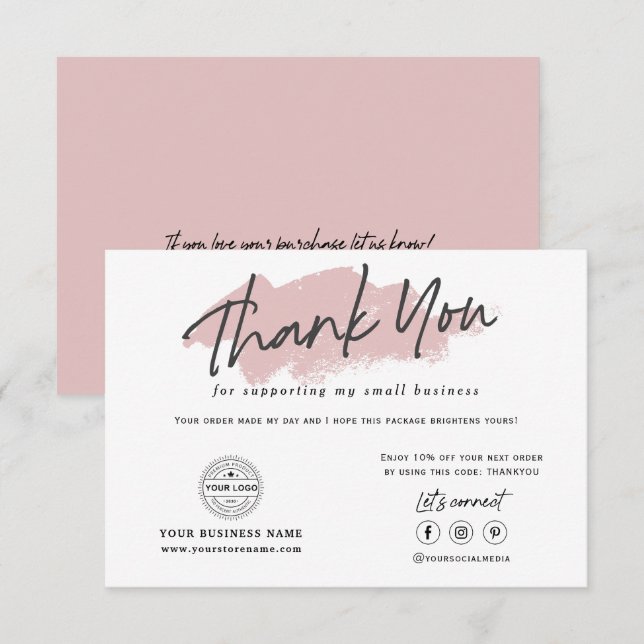 Tarjeta De Agradecimiento Pequeña empresa moderna de caligrafía moderna (Anverso / Reverso)
