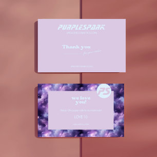 Tarjeta De Agradecimiento Pequeña empresa morada azul
