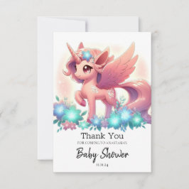 Tarjeta De Agradecimiento Pequeña Fantasía Unicorn Baby Shower