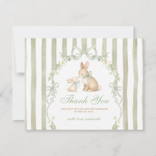 Tarjeta De Agradecimiento Pequeña fiesta de bebé floral de conejito Daisy Ra