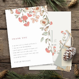 Tarjeta De Agradecimiento Pequeña flor rosa suave Wreath Baby Girl Cumpleaño