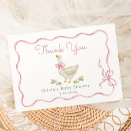 Tarjeta De Agradecimiento Pequeña Gota Rosa Bow Niña Ducha