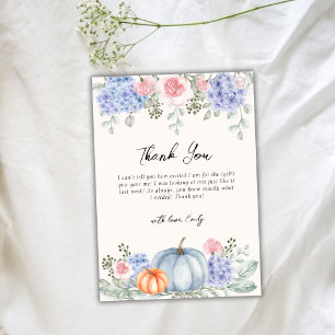 Tarjeta De Agradecimiento Pequeña Hydrangea Calabaza Floral Caída Baby Showe