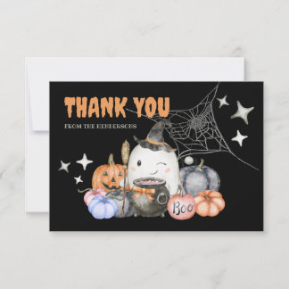 Tarjeta De Agradecimiento Pequeña Llanta de Bote de Baby Shower de Halloween