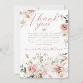 Tarjeta De Agradecimiento Pequeña Mariposa Rosa Flora Bebé Beber Ducha